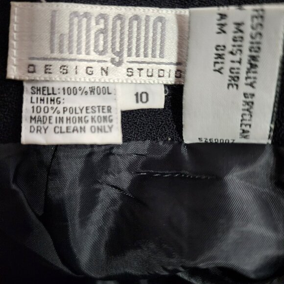 I.MAGNIN Black Wool Skirt | Slit Pockets | Belt Loops | Zip Closure | Size 10 - Picture 2 of 6